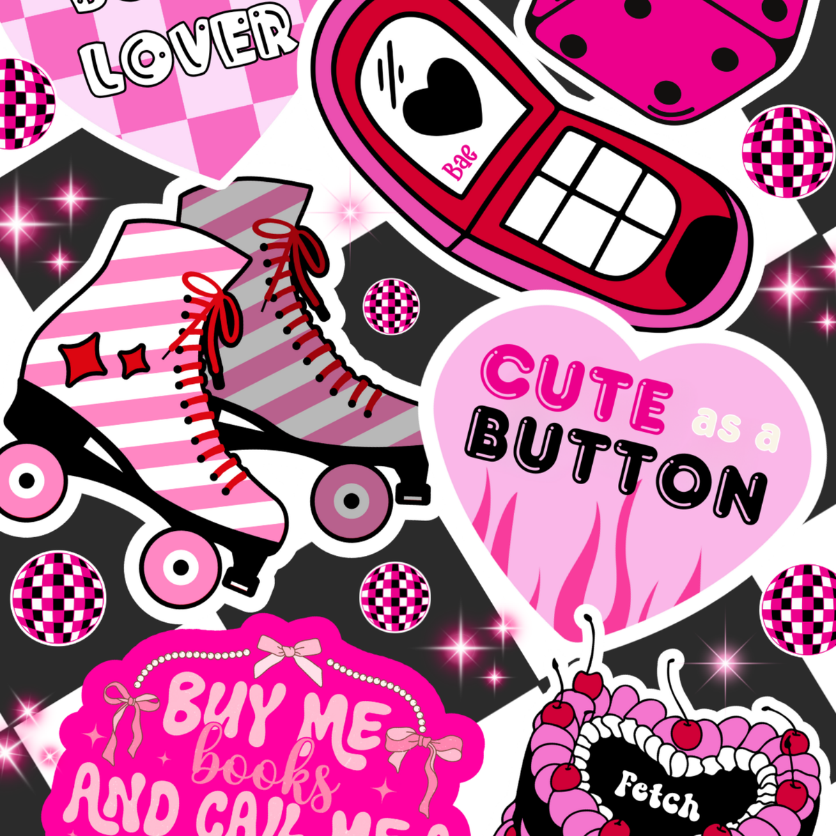 Cute As a Button Retro Look artwork close-up