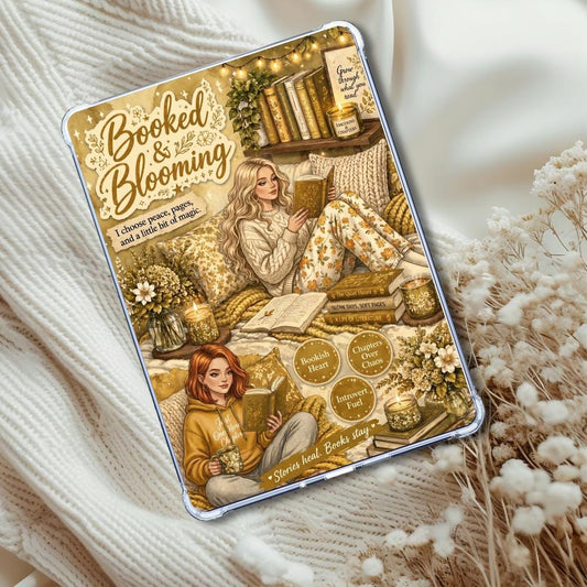 Booked & Blooming Yellow Caucasian Girl: Kindle or eReader Decor for Book Lovers