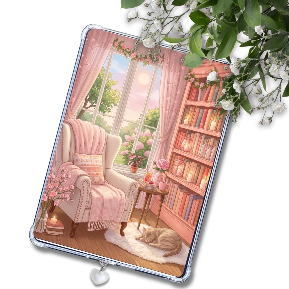 Pink Spring or Summer Nook: Kindle or eReader Decor for Book Lovers