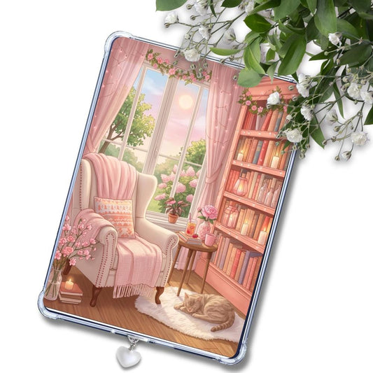 Pink Spring or Summer Nook: Kindle or eReader Decor for Book Lovers