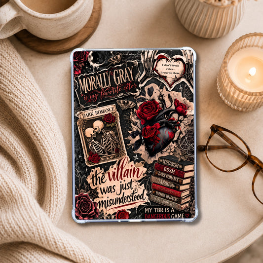 Dark and Morally Gray shown on an eReader in a styled setting