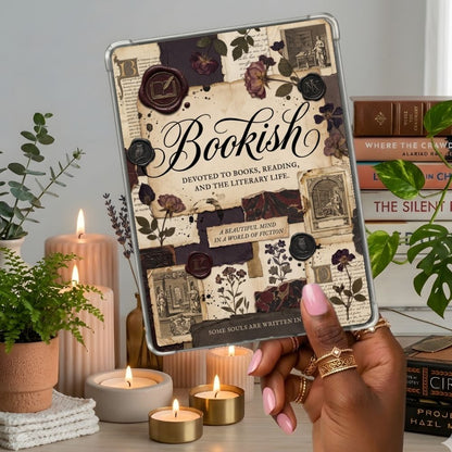Dark Bookish Reader Kindle insert second lifestyle view in a clear eReader case