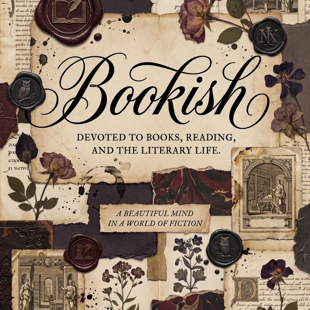 Close-up detail of Dark Bookish Reader Kindle insert artwork