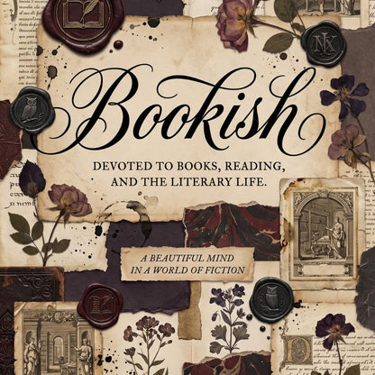 Close-up detail of Dark Bookish Reader Kindle insert artwork