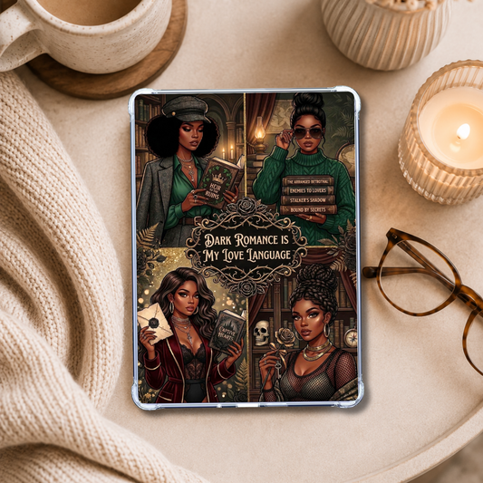 Dark Romance Melanin Girls shown on an eReader in a styled setting