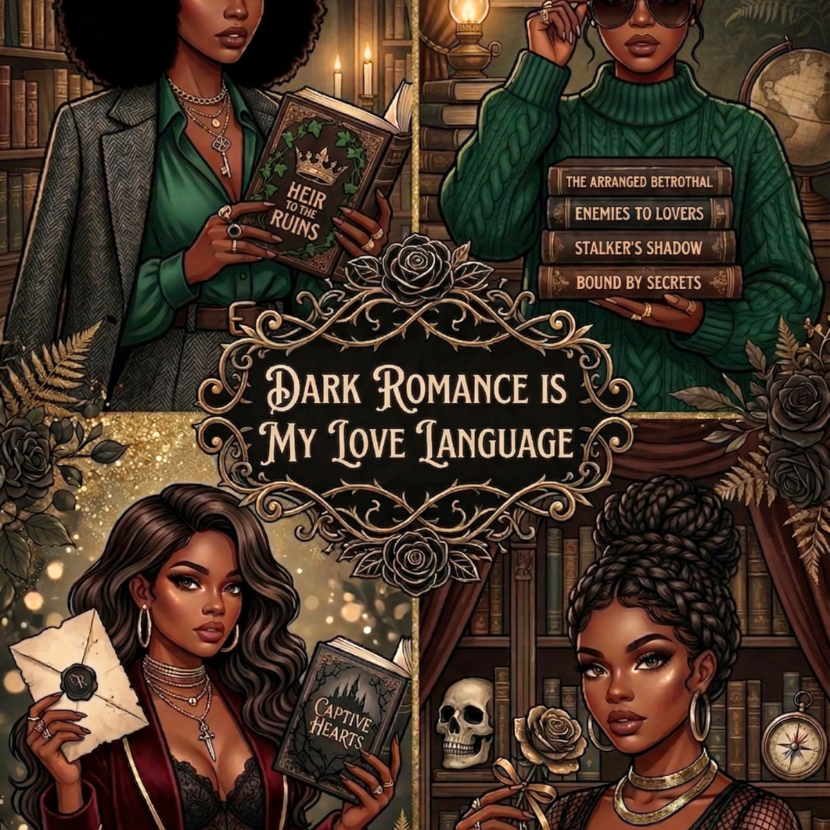 Dark Romance Melanin Girls artwork close-up