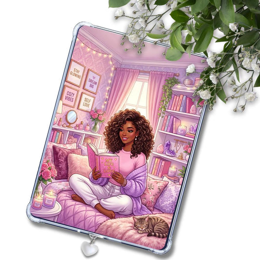 Pastel Black Girl & Kitty: Kindle or eReader Decor for Book Lovers
