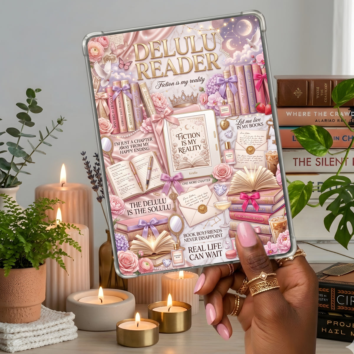 Delulu Reader shown on a handheld eReader