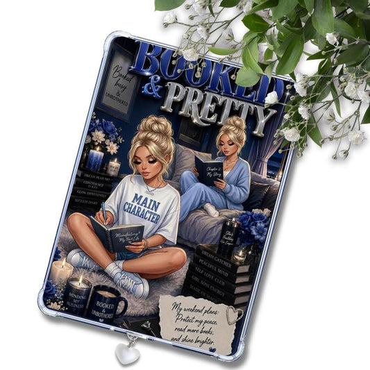 Royal Blue Reader Caucasian Girl: Kindle or eReader Decor for Book Lovers