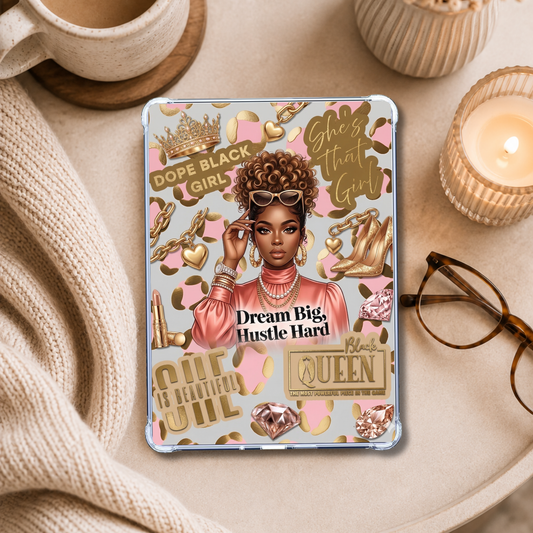 Dope Black Girl Gold and Coral shown on an eReader in a styled setting