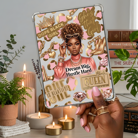 Dope Black Girl Gold and Coral shown on a handheld eReader