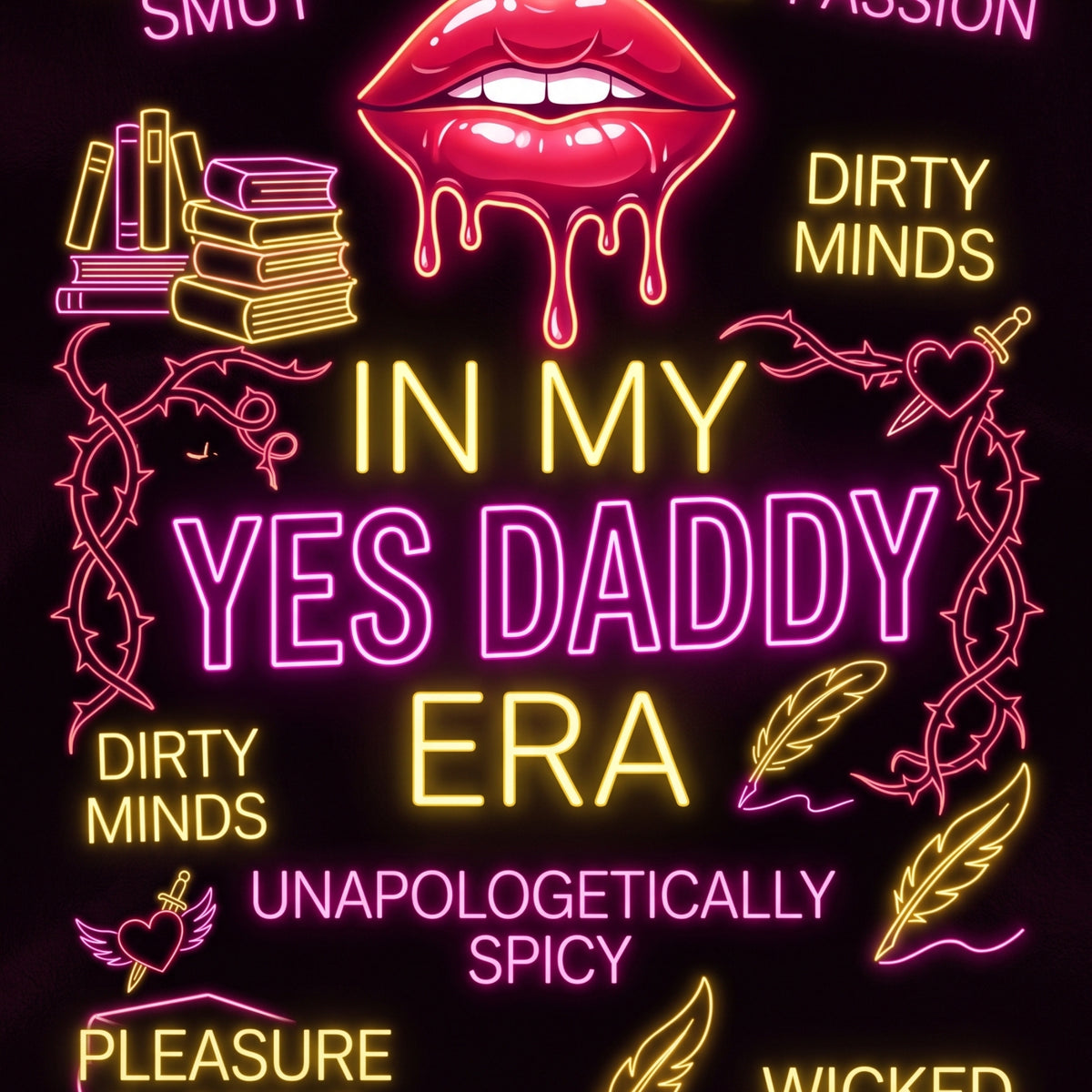 Drippy Lips Neon Lights artwork close-up