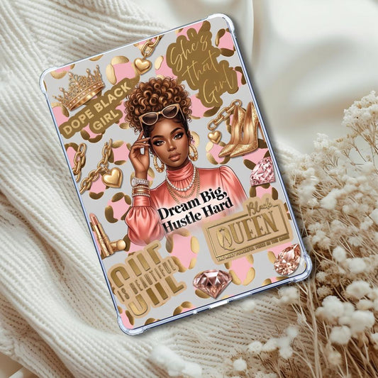 Dope Black Girl Gold and Coral Insert: Kindle or eReader Decor for Book Lovers