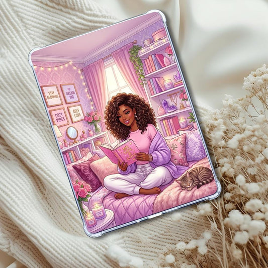 Pastel Black Girl & Kitty: Kindle or eReader Decor for Book Lovers