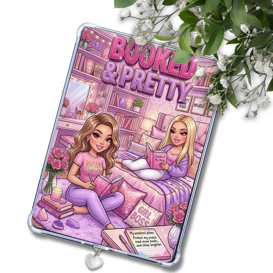 Pink and Purple Booked & Pretty Caucasian Girl: Kindle or eReader Decor for Book Lovers