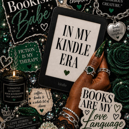 Emerald Bookish Babe artwork close-up
