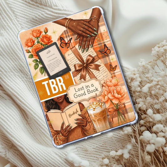 TBR Orange Melanin Girl Insert: Kindle or eReader Decor for Book Lovers
