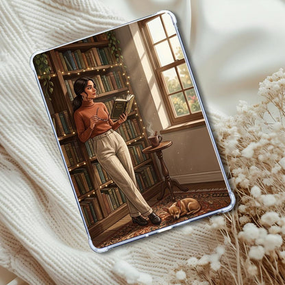 Library Book Nook Latina Girl Insert: Kindle or eReader Decor for Book Lovers