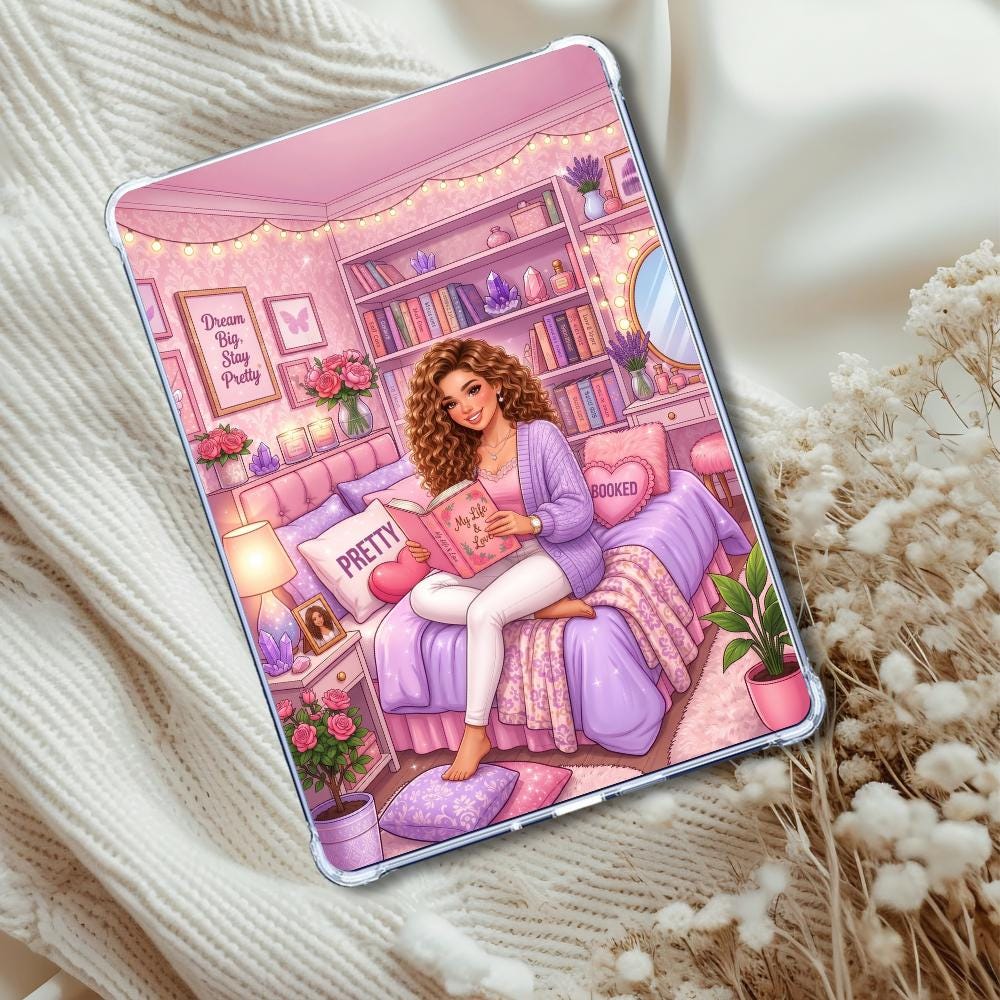 Pastel Brown Hair Girl: Kindle or eReader Decor for Book Lovers
