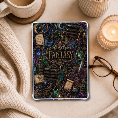 Fantasy Collage Kindle insert styled in a clear eReader case