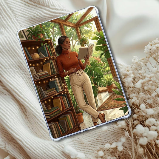 Library Garden Book Nook Black Girl Insert: Kindle or eReader Decor for Book Lovers