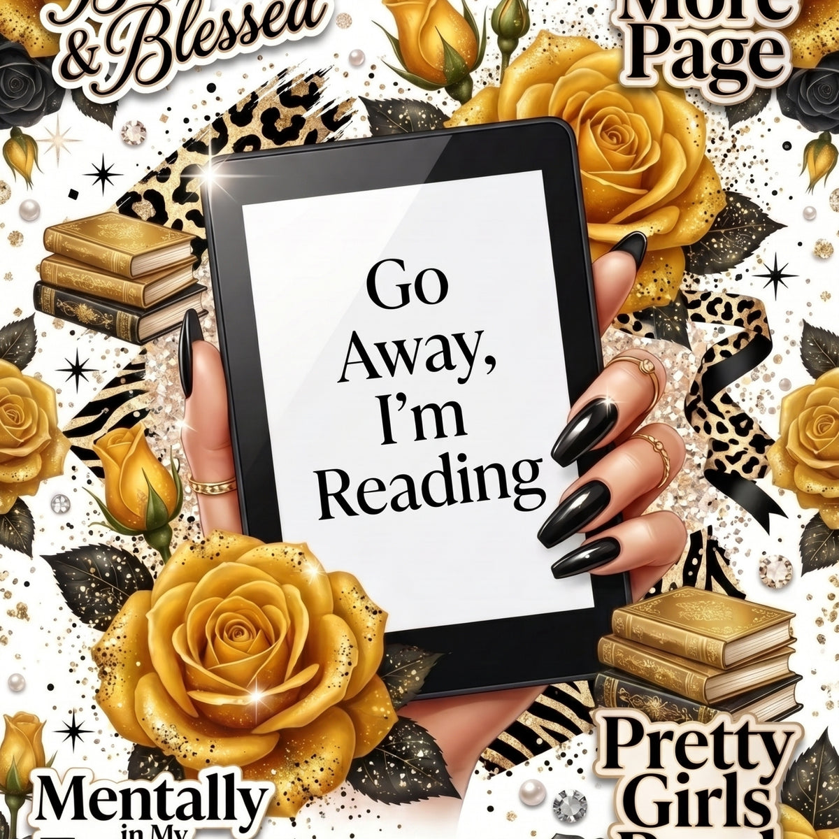 Go Away I’m Reading  Yellow artwork close-up
