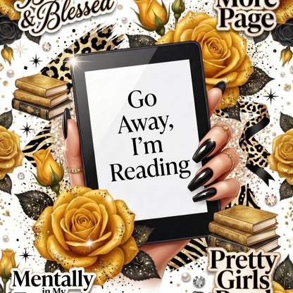 Go Away I’m Reading  Yellow artwork close-up