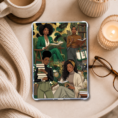 Green Brown Olive Collage Reader shown on an eReader in a styled setting