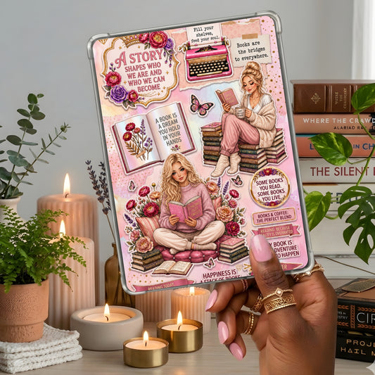 Happiness in Books Blonde shown on a handheld eReader