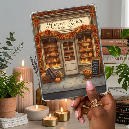 Harvest Chapter Kindle insert second lifestyle view in a clear eReader case