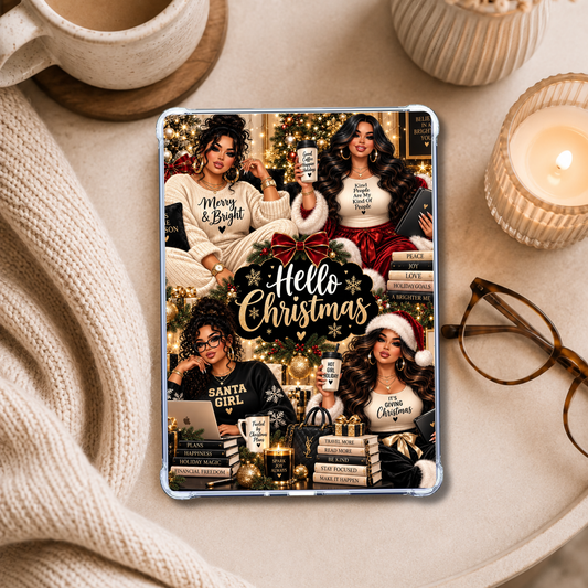 Hello Christmas Plus Size Latina Girl shown on an eReader in a styled setting