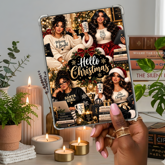 Hello Christmas Plus Size Latina Girl shown on a handheld eReader