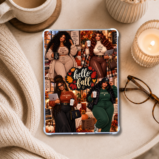 Hello Fall Curvy Melanin Girls shown on an eReader in a styled setting