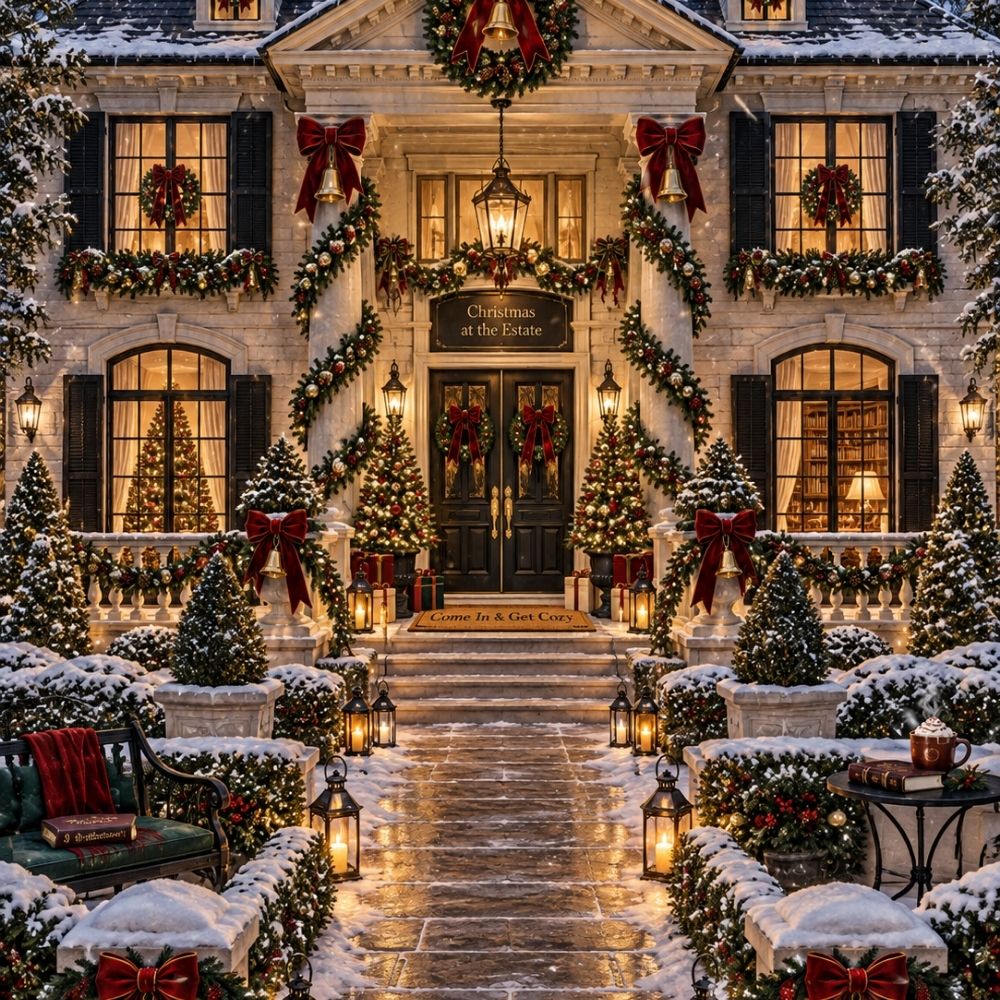 Close-up detail of Holiday Mansion Kindle insert artwork