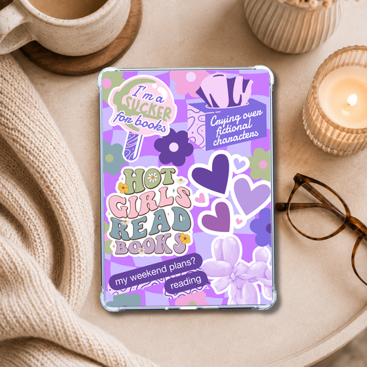 Hot Girls Read Sticker Look shown on an eReader in a styled setting