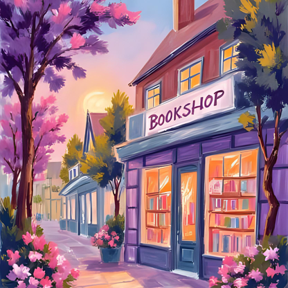 Idyllic Scene Bookshop artwork close-up