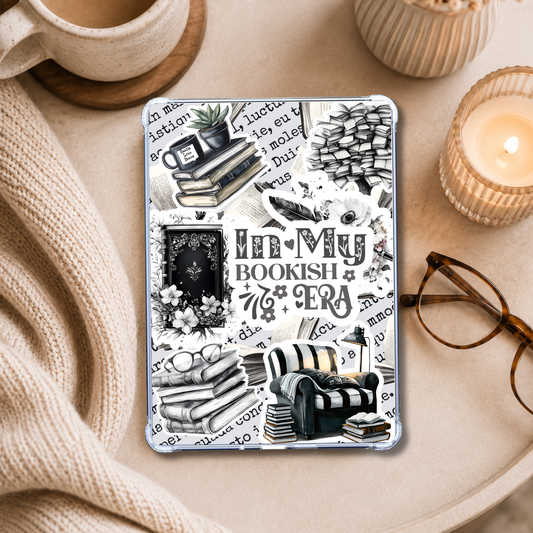 In My Bookish Era Black Sticker Look shown on an eReader in a styled setting