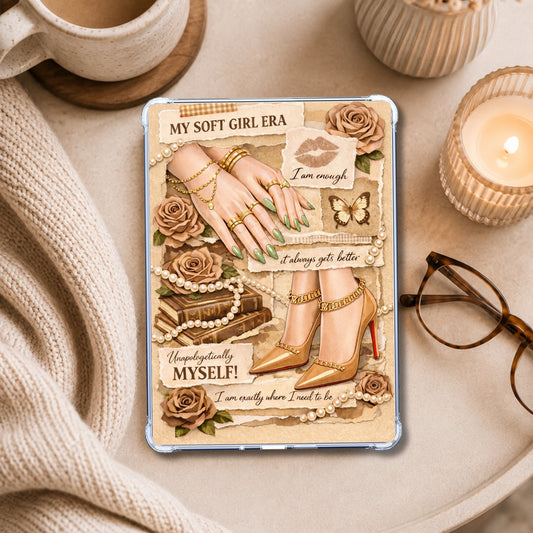 In My Soft Era White Girl Reader shown on an eReader in a styled setting
