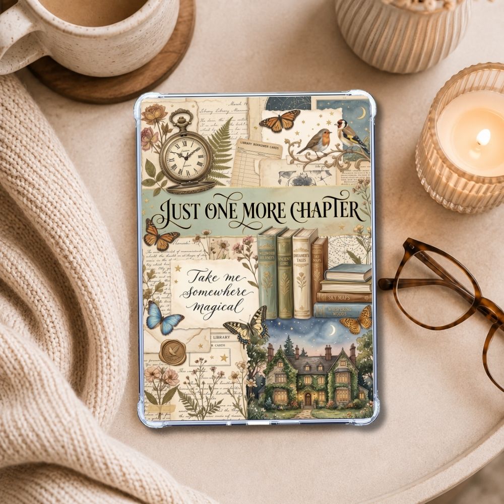 In the Meadows Kindle insert styled in a clear eReader case