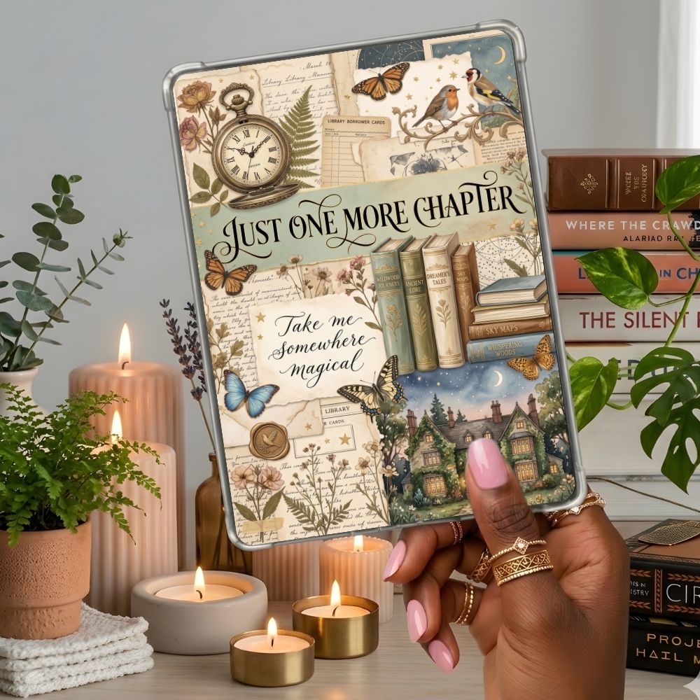 In the Meadows Kindle insert second lifestyle view in a clear eReader case