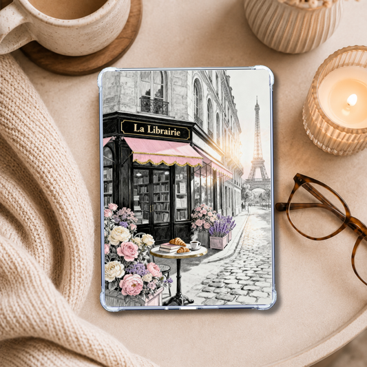 La Librairie Eiffel Tower Paris Theme shown on an eReader in a styled setting