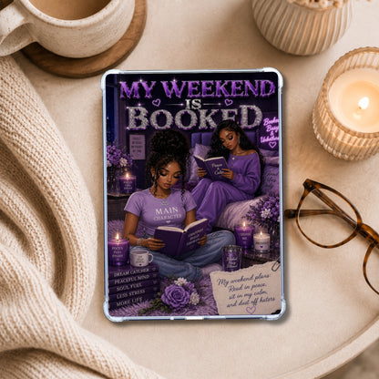 Latina Purple Weekend Booked shown on an eReader in a styled setting