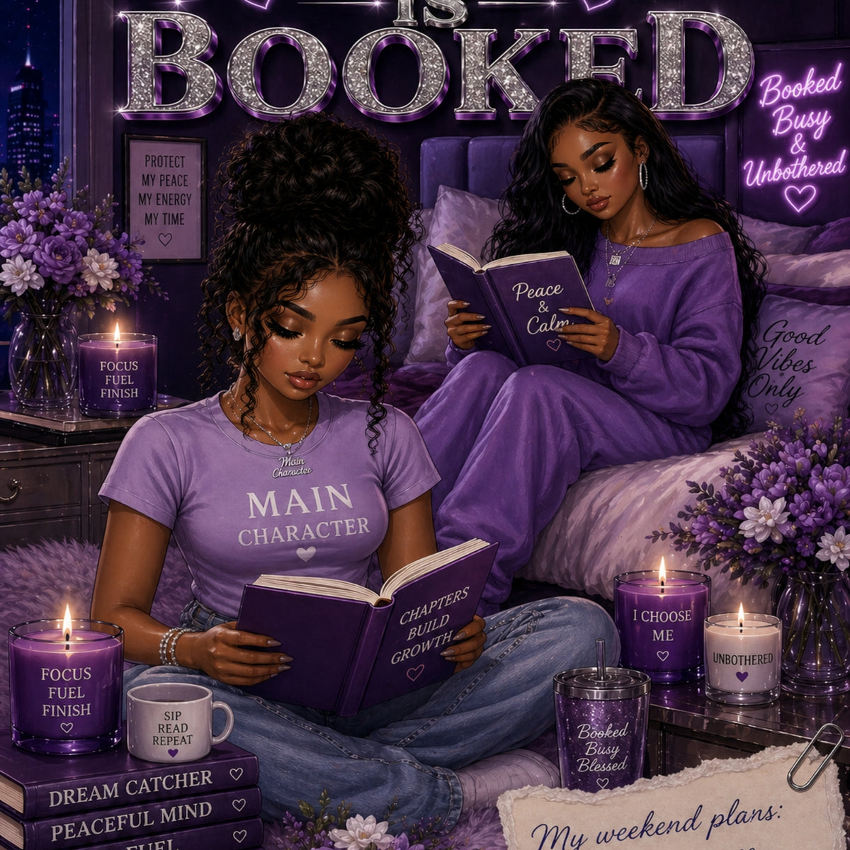 Latina Purple Weekend Booked artwork close-up