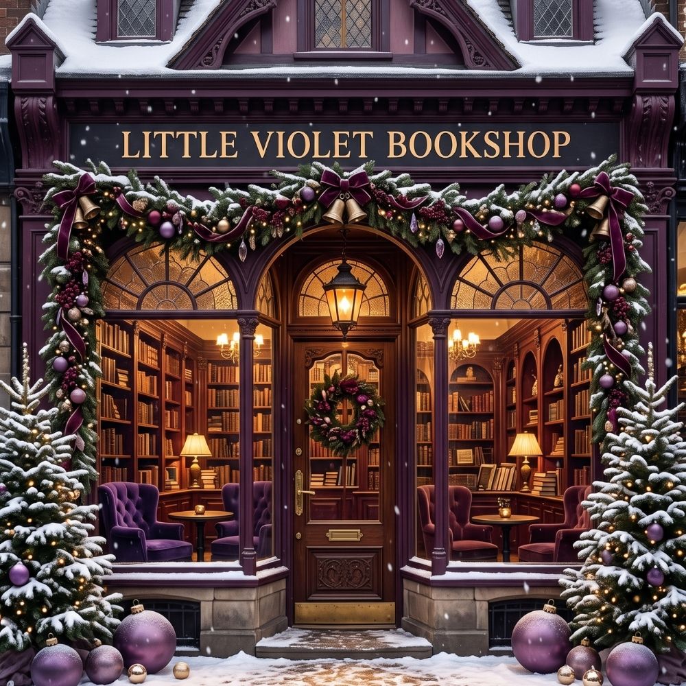 Close-up detail of Little Violet Bookshop Kindle insert artwork
