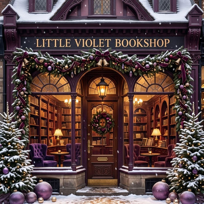 Close-up detail of Little Violet Bookshop Kindle insert artwork