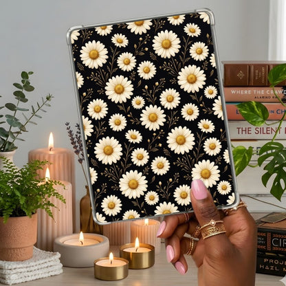 Luxury Daisies Kindle insert second lifestyle view in a clear eReader case