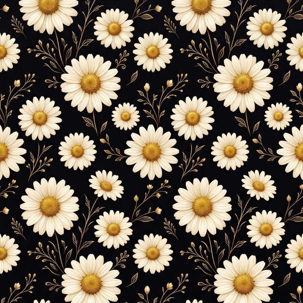 Close-up detail of Luxury Daisies Kindle insert artwork