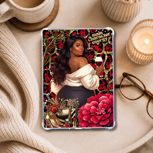 Main Character Energy Curvy Plus Size Black Girl shown on an eReader in a styled setting