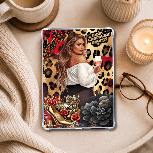 Main Character Energy Curvy Plus Size White Girl shown on an eReader in a styled setting