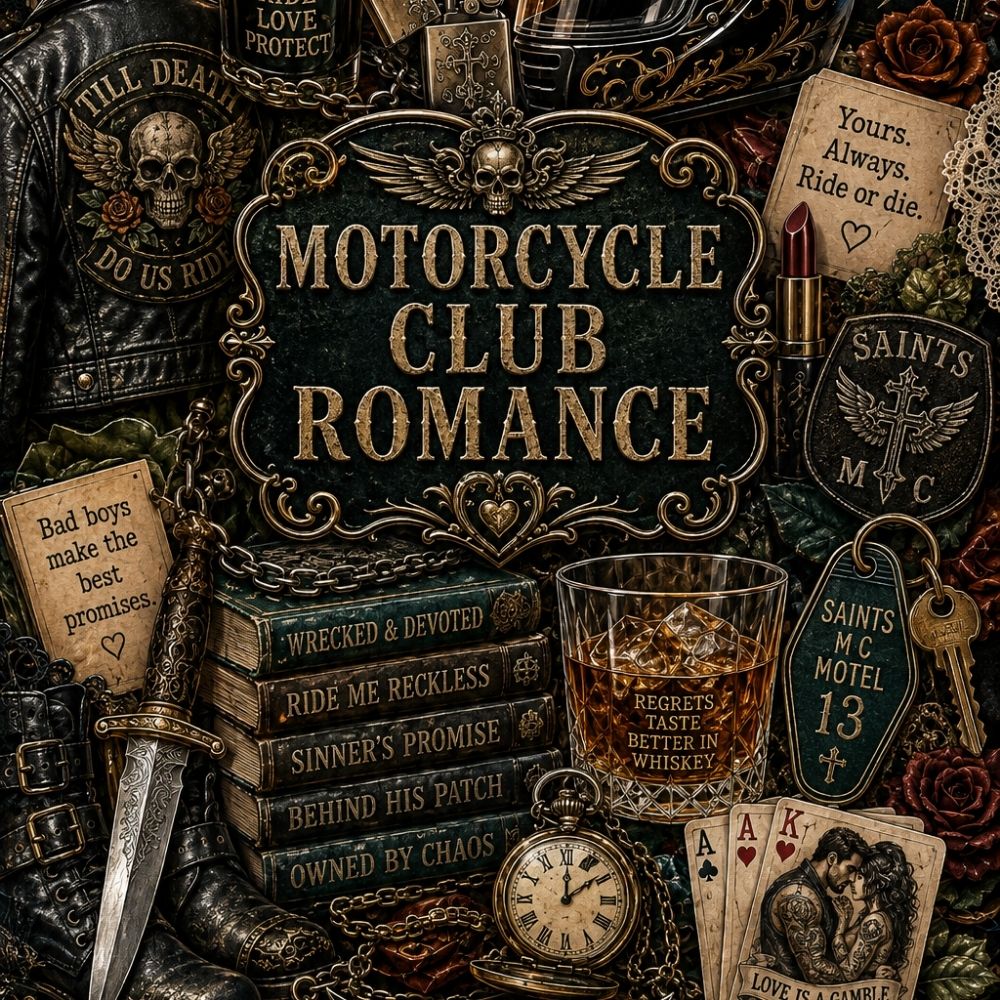 Close-up detail of MC Romance Collage Kindle insert artwork